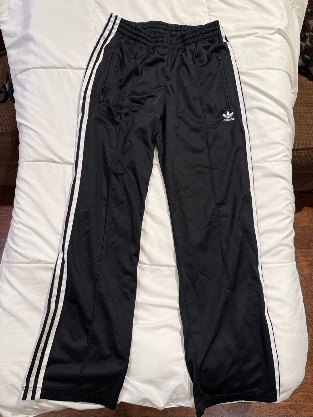 Adidas Men’s Black Track Pants with White Stripes